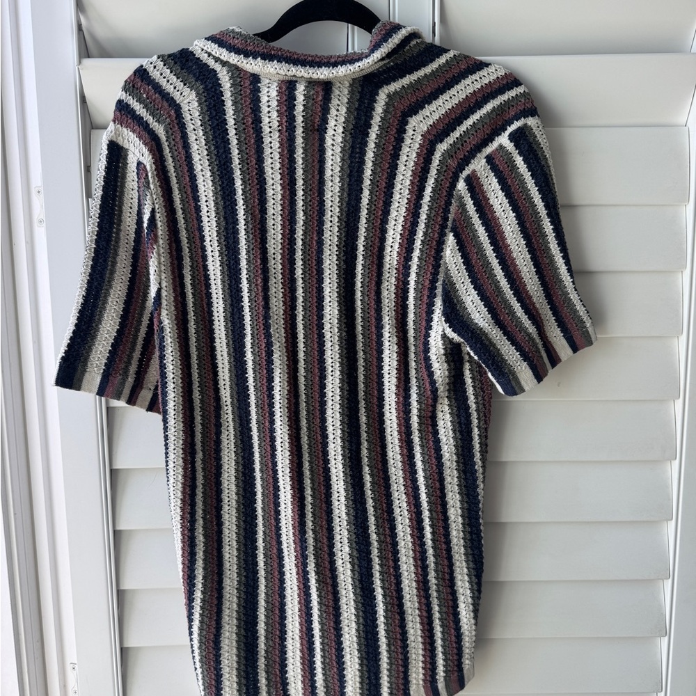 Abercrombie Men’s Striped Knit / Crochet Polo Shirt Small - Picture 5 of 5